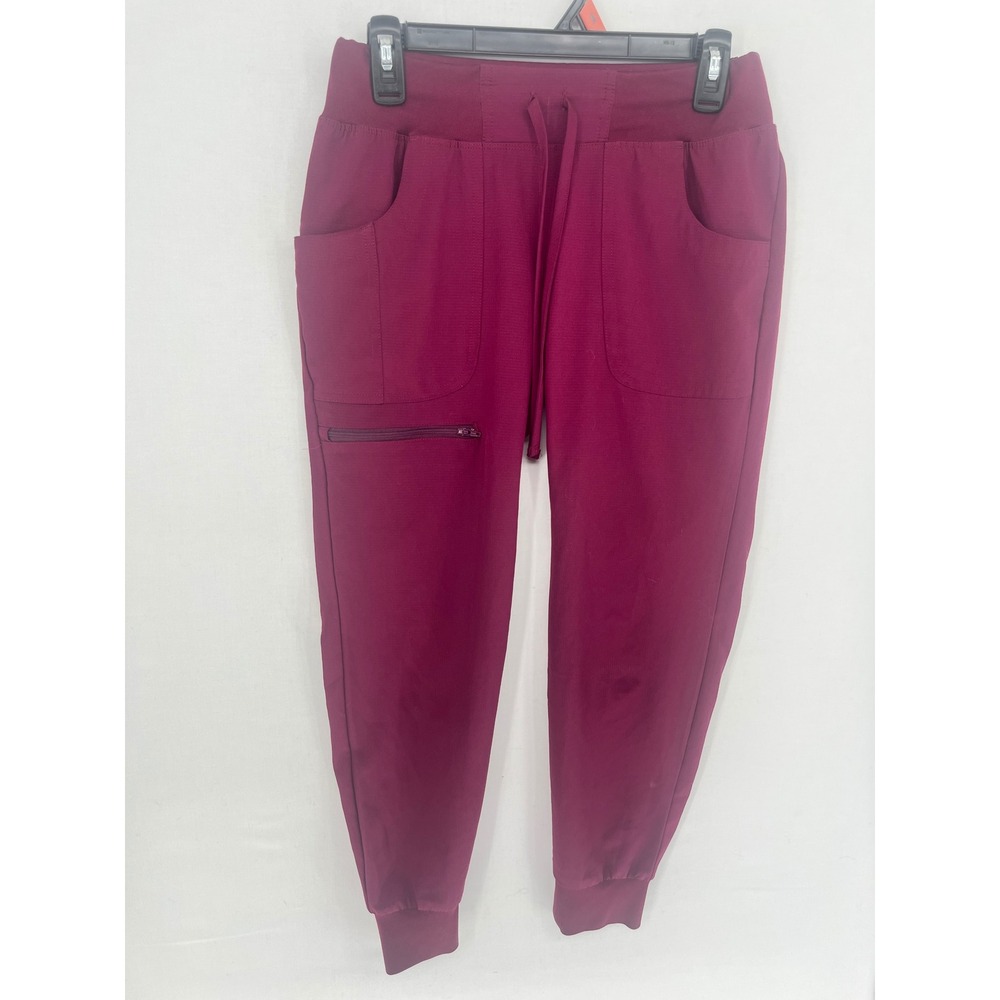 Healing Hands Scrub Jogger Pants Petite XS Purple Wine Cargo Drawstring HS030P